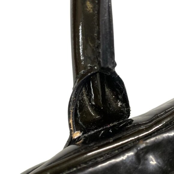 Auth DIOR/ChristianDior Double saddle bag / Trotter Black Patent Leather Handbag - Picture 10 of 16